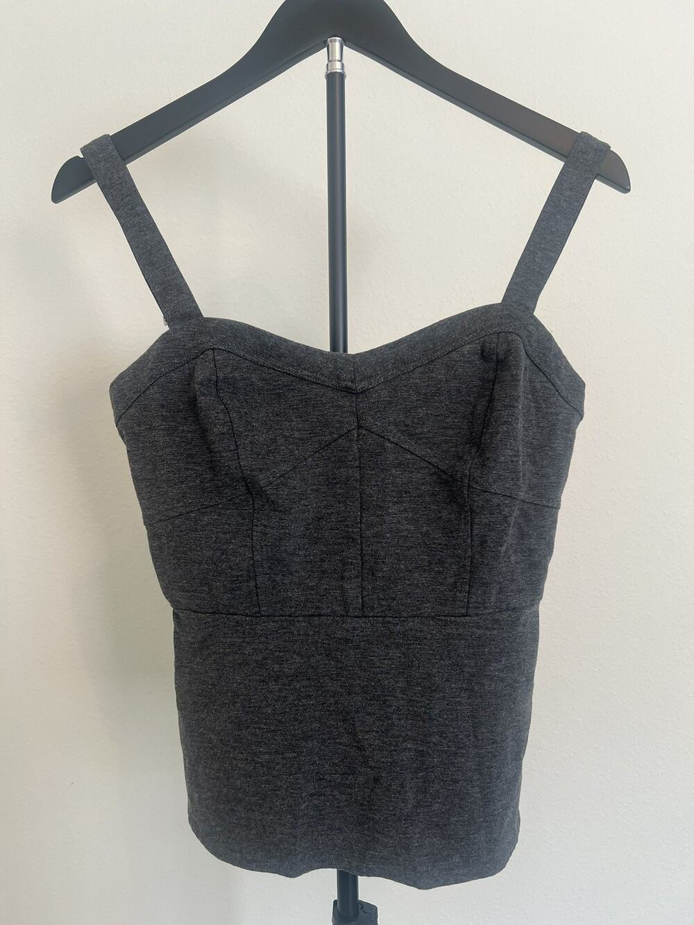 Cabi Ponte Bustier Top 2 Grey Structured Tank Cropped Peplum Coquette Festival